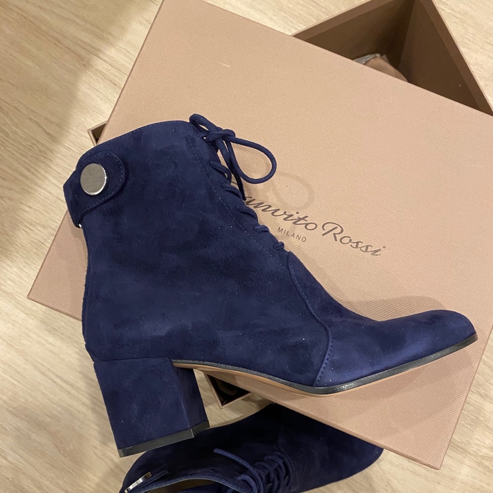 Gianvito Rossi Navy Ankle Boots